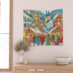 Christmas market in the village Wall Tapestry Gallery Image 2