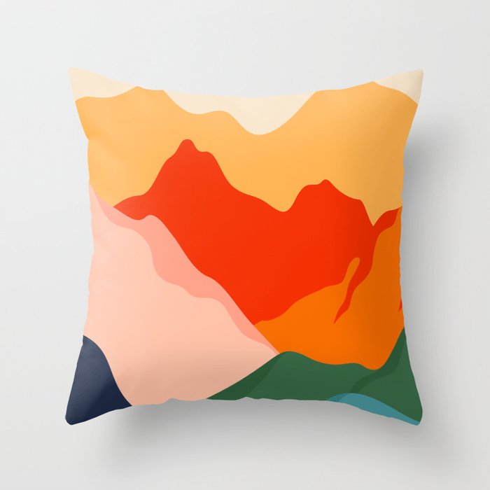 Colorful nature mountain landscape art Throw Pillow Gallery Image 6