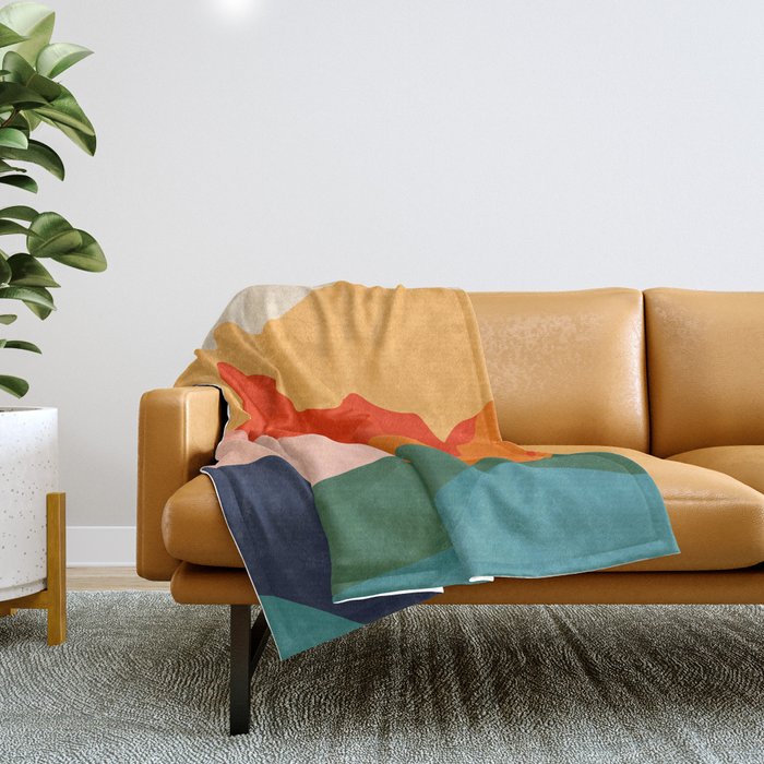 Colorful nature mountain landscape art Throw Blanket Gallery Image 1