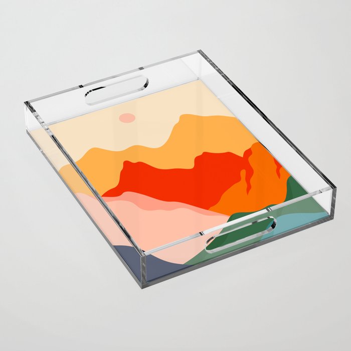 Colorful nature mountain landscape art Acrylic Tray Gallery Image 1