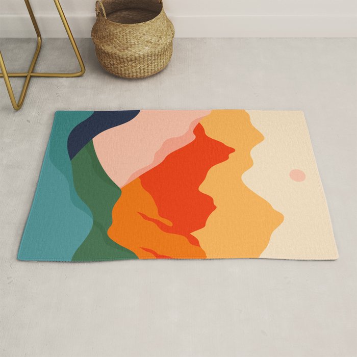 Colorful nature mountain landscape art Rug Gallery Image 1