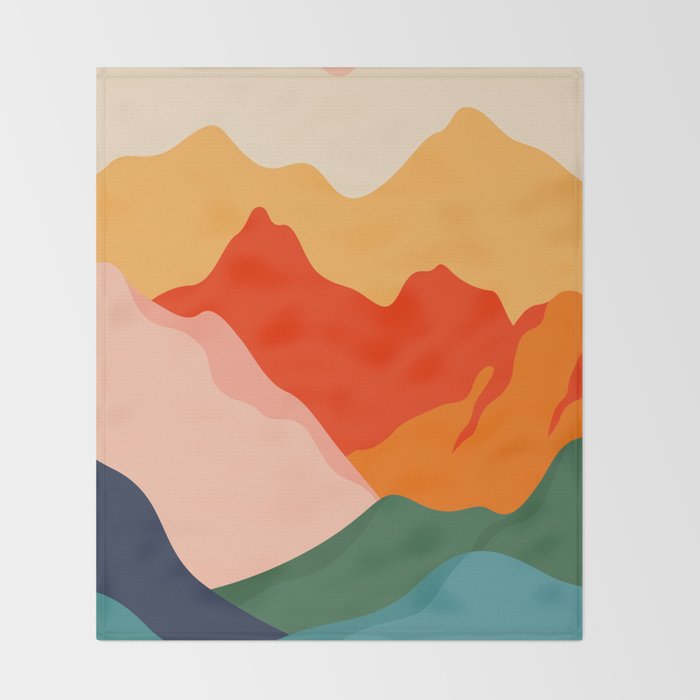 Colorful nature mountain landscape art Throw Blanket Gallery Image 2