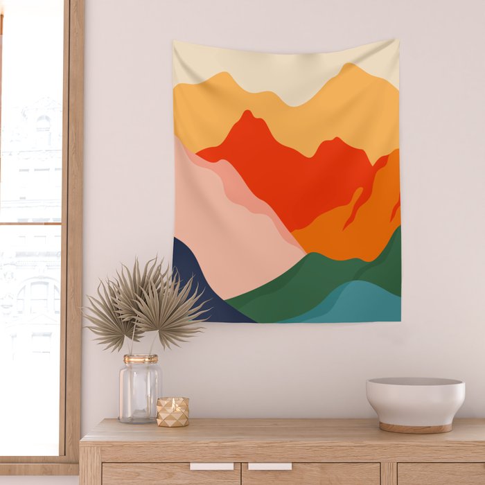 Colorful nature mountain landscape art Wall Tapestry Gallery Image 2