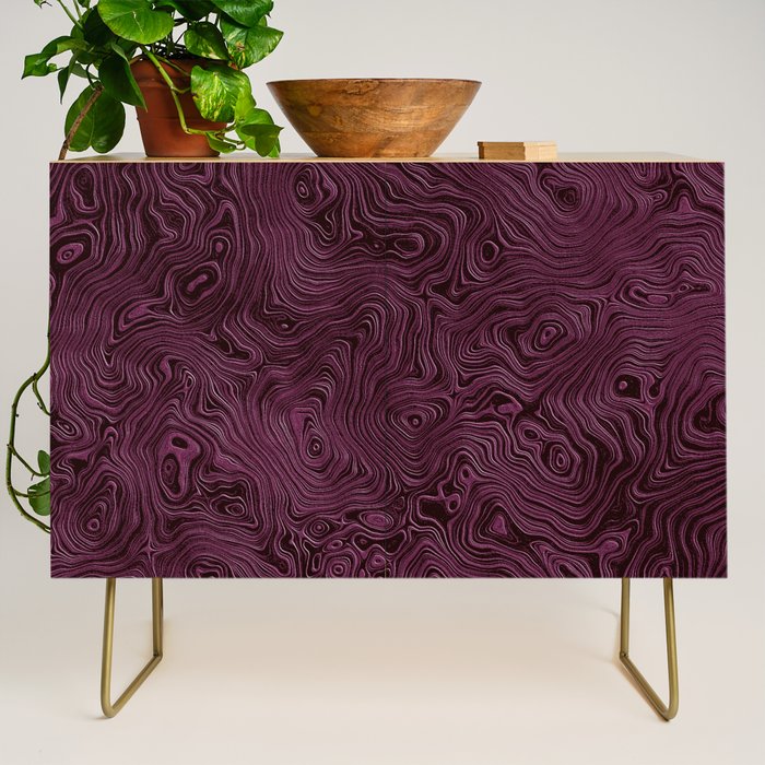 Royal Maroon Silk Moire Pattern Credenza Gallery Image 1
