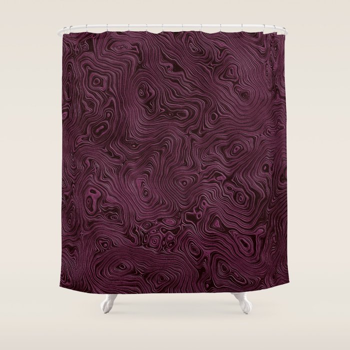 Royal Maroon Silk Moire Pattern Shower Curtain Gallery Image 1