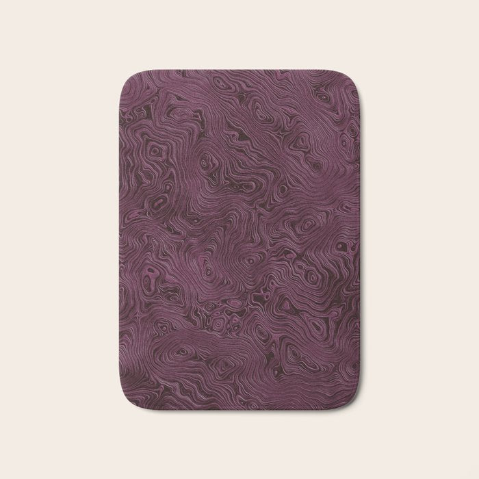 Royal Maroon Silk Moire Pattern Bath Mat Gallery Image 1
