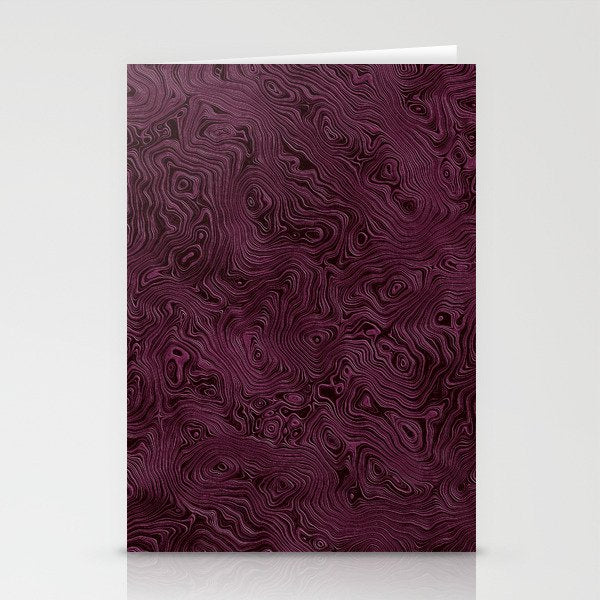 Royal Maroon Silk Moire Pattern Stationery Card Gallery Image 1