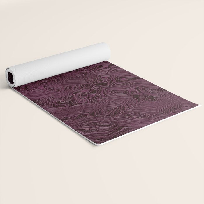 Royal Maroon Silk Moire Pattern Yoga Mat Gallery Image 2