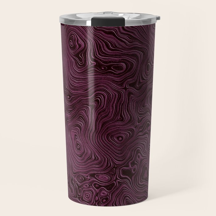 Royal Maroon Silk Moire Pattern Travel Mug Gallery Image 1