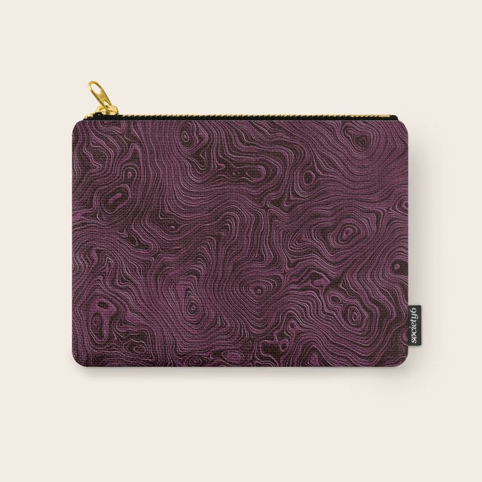 Royal Maroon Silk Moire Pattern Carry All Pouch Gallery Image 1