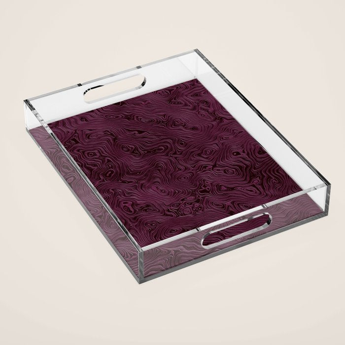 Royal Maroon Silk Moire Pattern Acrylic Tray Gallery Image 1