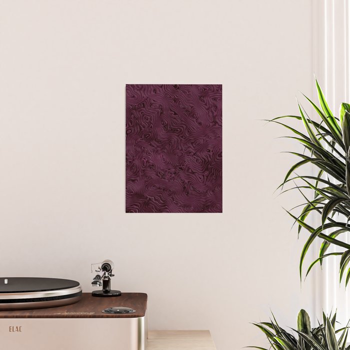 Royal Maroon Silk Moire Pattern Poster Gallery Image 2