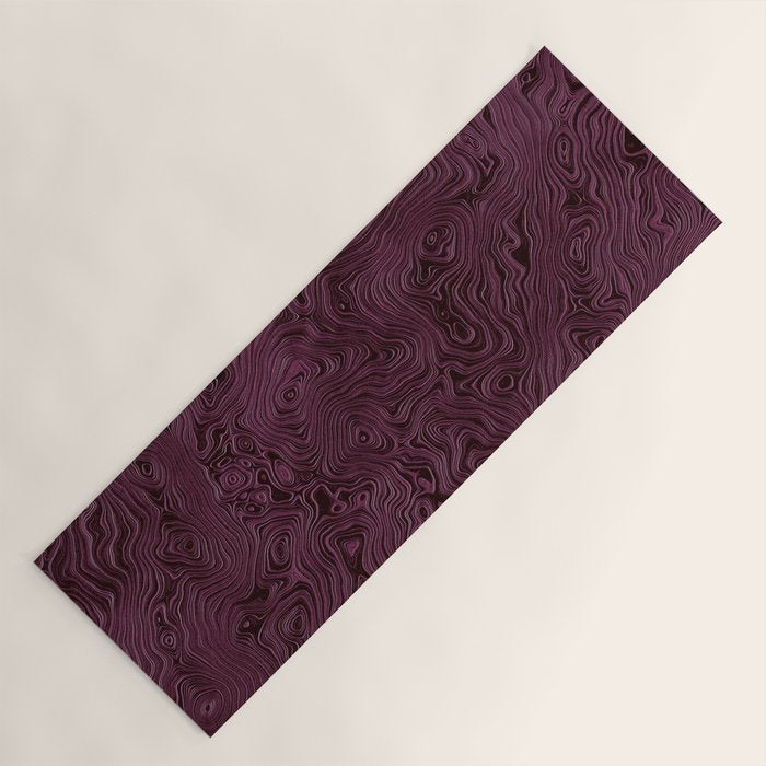 Royal Maroon Silk Moire Pattern Yoga Mat Gallery Image 1