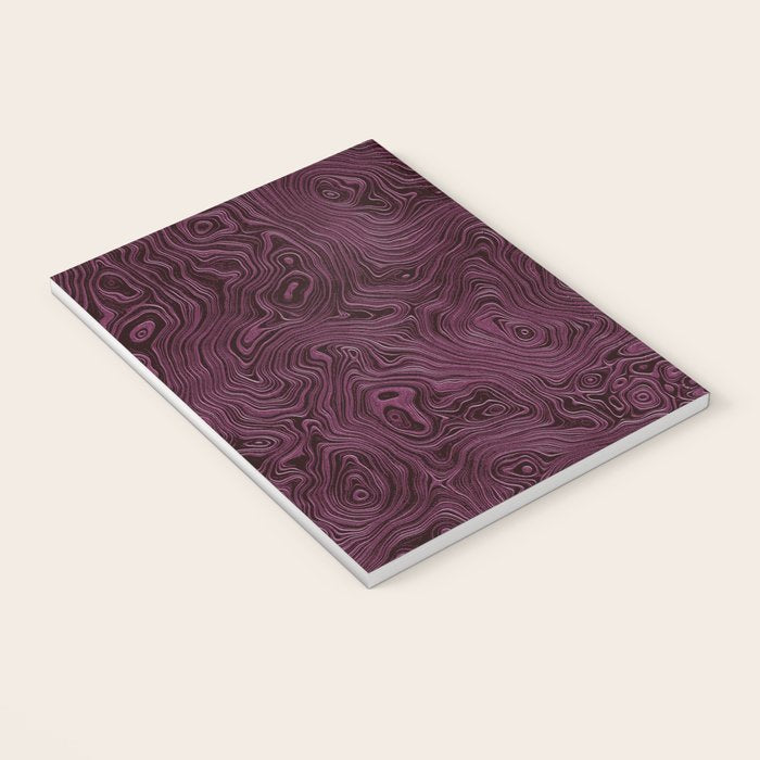 Royal Maroon Silk Moire Pattern Notebook Gallery Image 3