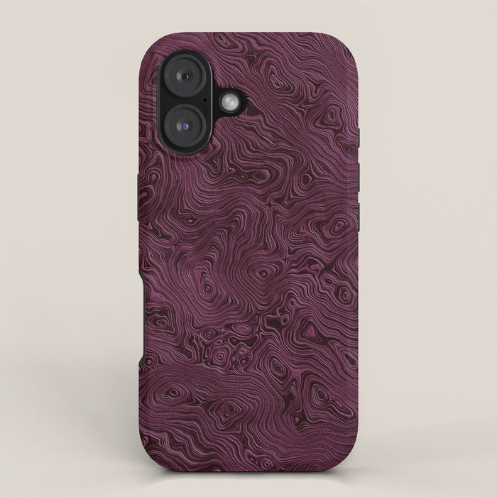 Royal Maroon Silk Moire Pattern iPhone Case Gallery Image 1