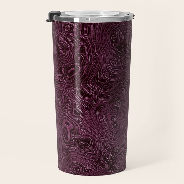 Royal Maroon Silk Moire Pattern Travel Mug Gallery Image 3