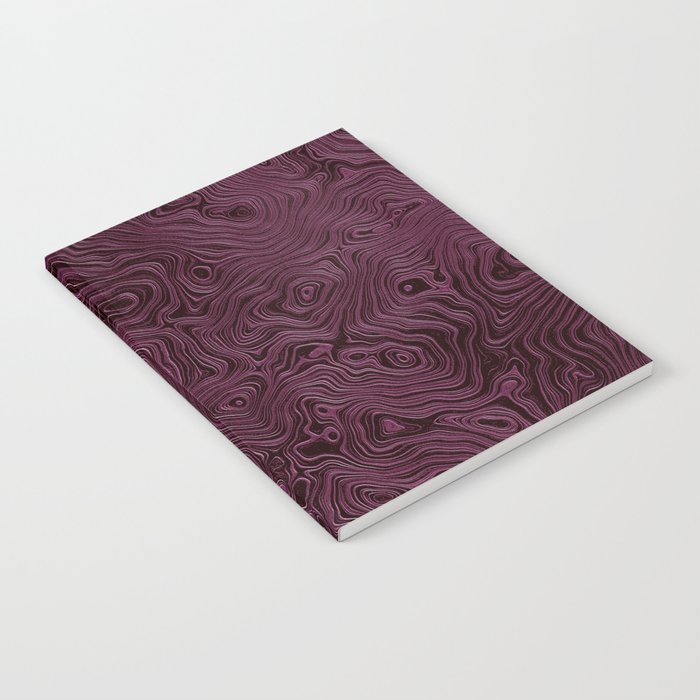 Royal Maroon Silk Moire Pattern Notebook Gallery Image 2