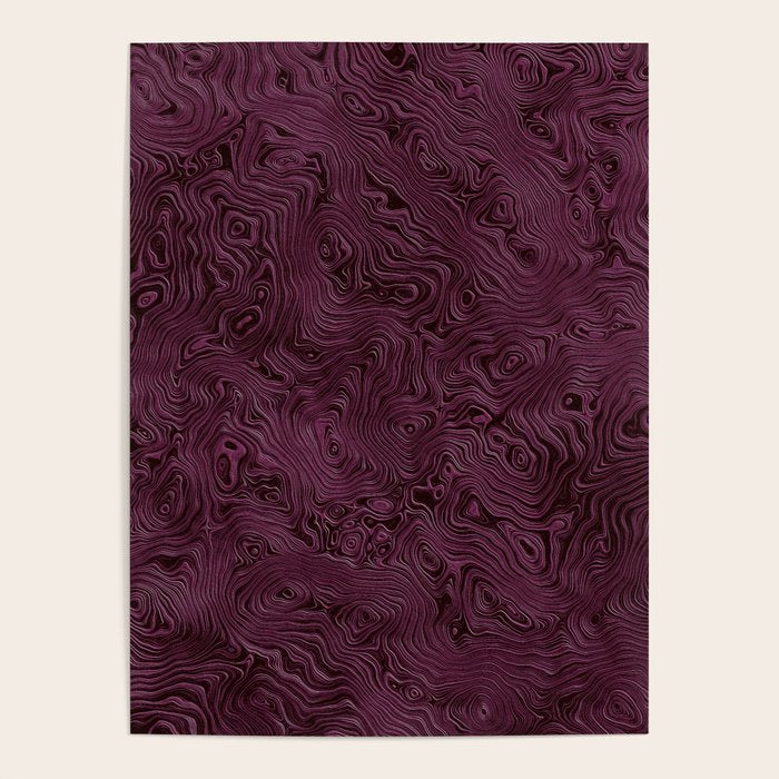 Royal Maroon Silk Moire Pattern Poster Gallery Image 4