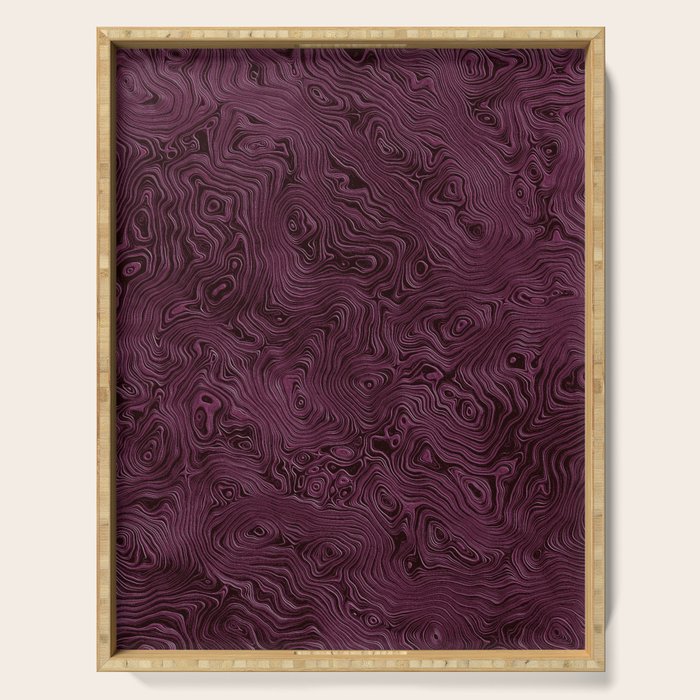 Royal Maroon Silk Moire Pattern Serving Tray Gallery Image 1
