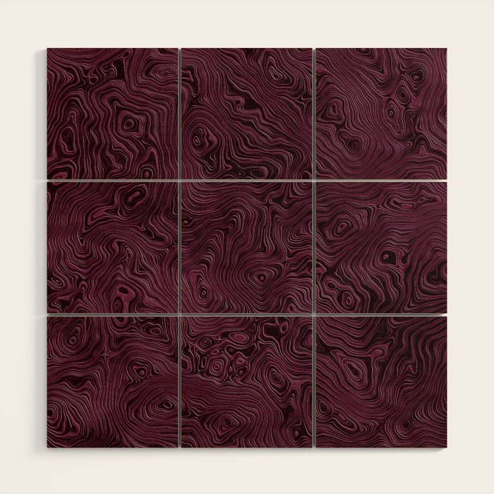 Royal Maroon Silk Moire Pattern Wood Wall Art Gallery Image 1