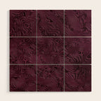 Royal Maroon Silk Moire Pattern Wood Wall Art Gallery Image 1