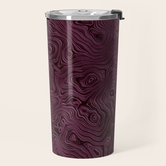 Royal Maroon Silk Moire Pattern Travel Mug Gallery Image 2