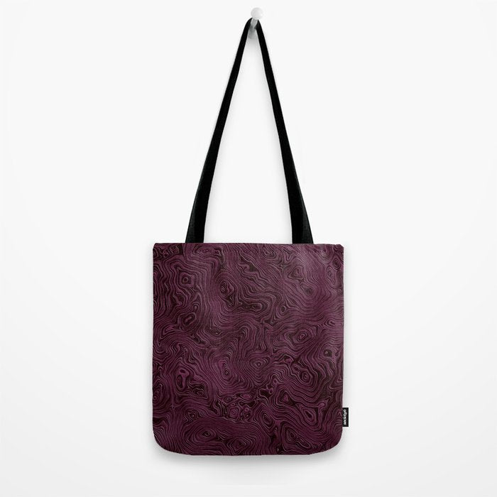 Royal Maroon Silk Moire Pattern Tote Bag Gallery Image 2