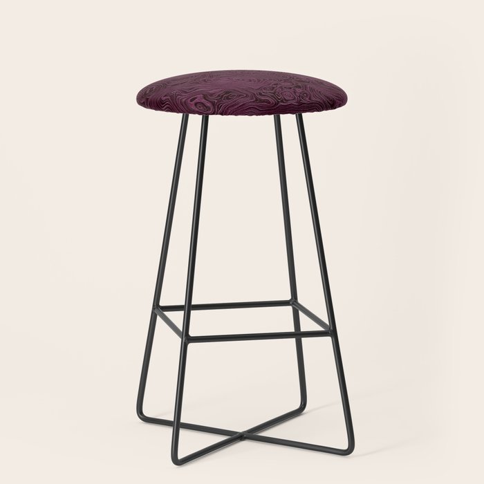 Royal Maroon Silk Moire Pattern Stool Gallery Image 1