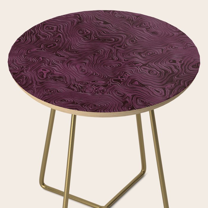Royal Maroon Silk Moire Pattern Side Table Gallery Image 2