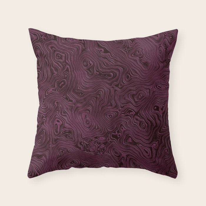 Royal Maroon Silk Moire Pattern Throw Pillow Gallery Image 1