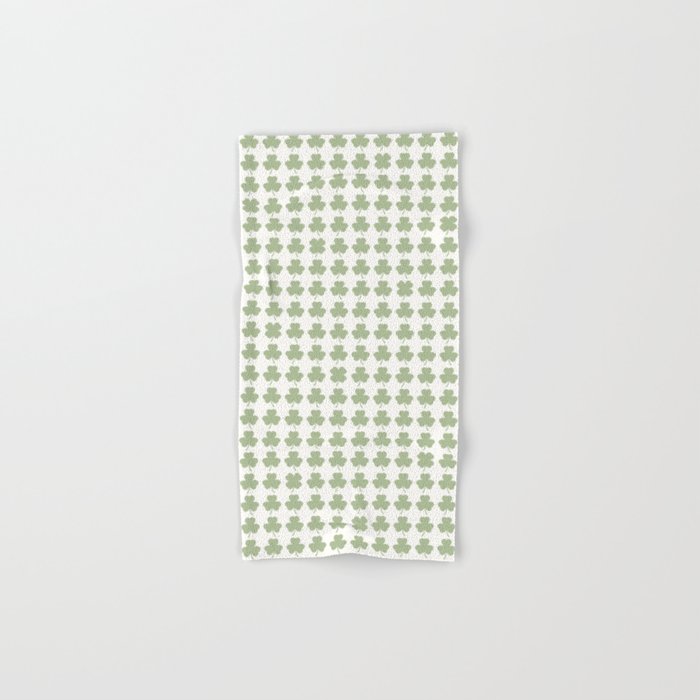 Clovers XXV Natural Green Botanical Pattern Bath Towel Gallery Image 1