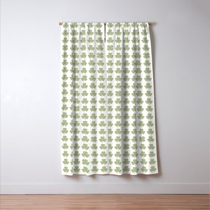 Clovers XXV Natural Green Botanical Pattern Window Curtain Gallery Image 3