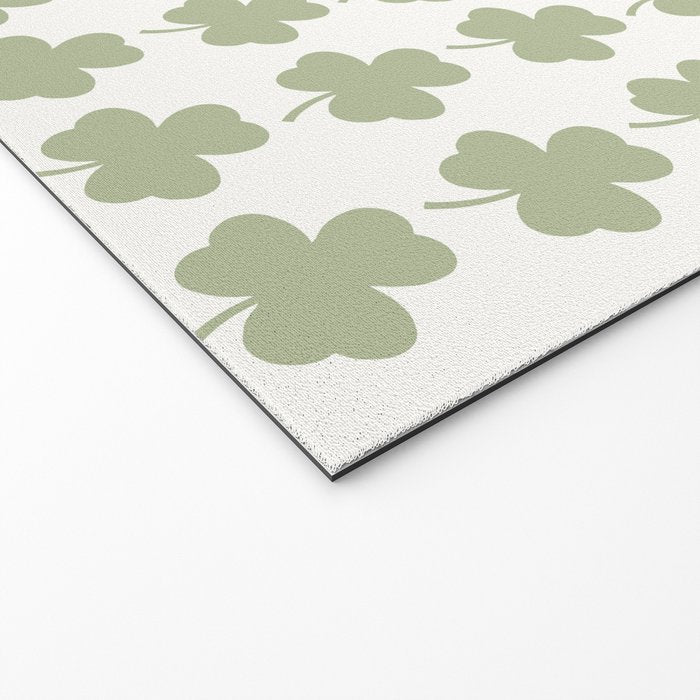 Clovers XXV Natural Green Botanical Pattern Welcome Mat Gallery Image 2