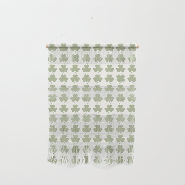 Clovers XXV Natural Green Botanical Pattern Wall Hanging Gallery Image 1