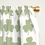Clovers XXV Natural Green Botanical Pattern Window Curtain Gallery Image 2