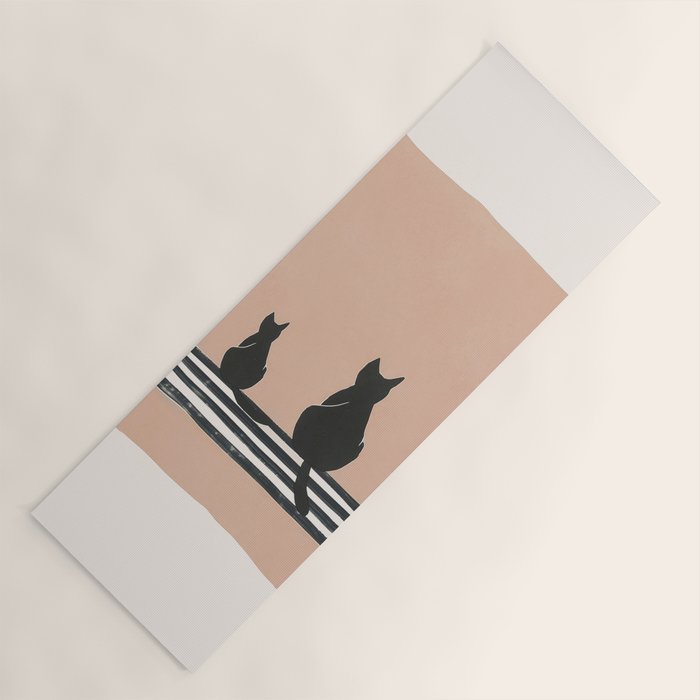 Sitting Cats Abstract Yoga Mat Gallery Image 1