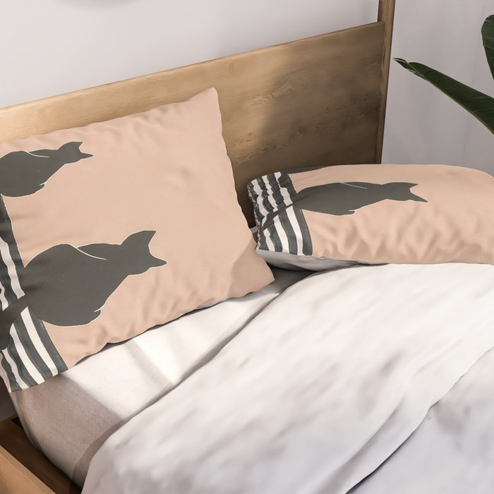 Sitting Cats Abstract Pillow Sham Gallery Image 2