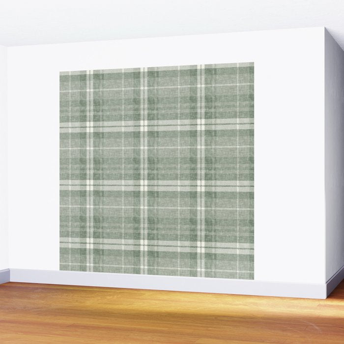 fall plaid - sage Wall Mural Gallery Image 2