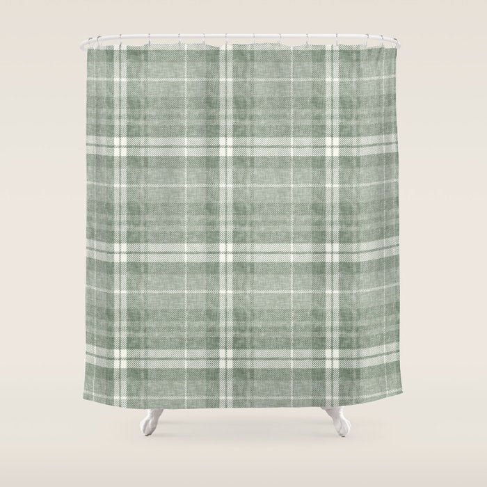 fall plaid - sage Shower Curtain Gallery Image 1