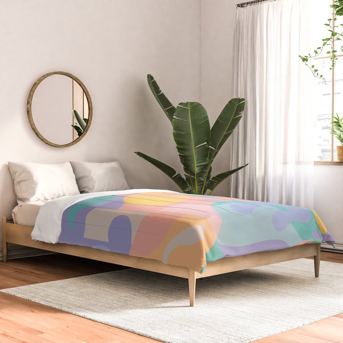 Lemons in Amalfi / Abstract shapes, Pink, Turquoise, Yellow, Lavender Comforter Gallery Image 2