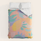 Lemons in Amalfi / Abstract shapes, Pink, Turquoise, Yellow, Lavender Comforter Gallery Image 6