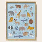 Animal alphabet in blue Serving Tray Gallery Image 1