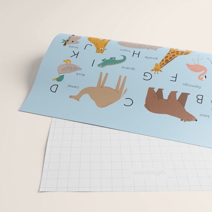 Animal alphabet in blue Wrapping Paper Gallery Image 2