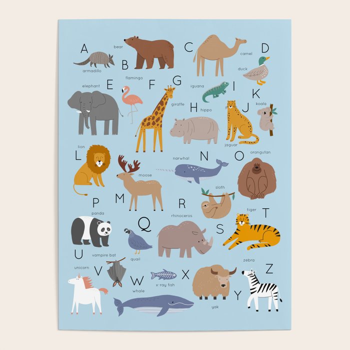 Animal alphabet in blue Poster Gallery Image 4