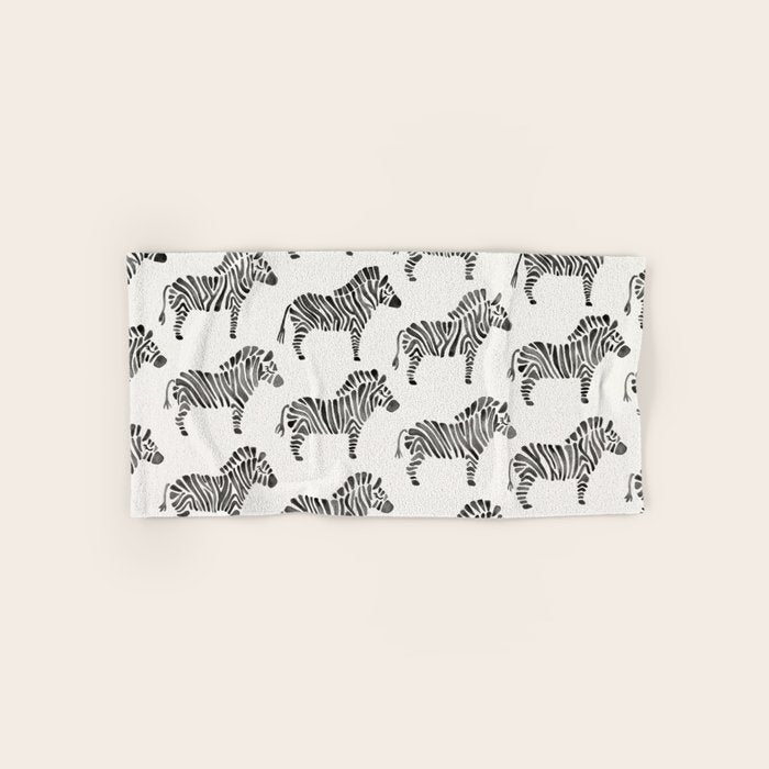 Zebras - Black & White Palette Bath Towel Gallery Image 1