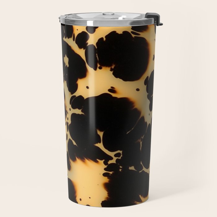 Tortoiseshell Pattern Warm Amber and Black Organic Spots Travel Mug Gallery Image 2