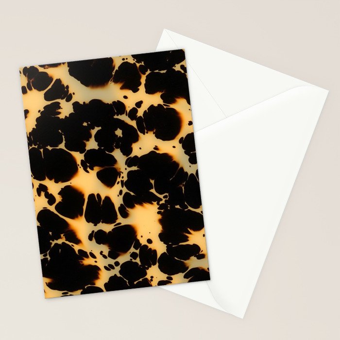 Tortoiseshell Pattern Warm Amber and Black Organic Spots Stationery Card Gallery Image 2