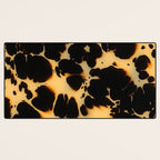 Tortoiseshell Pattern Warm Amber and Black Organic Spots Desk Mat Gallery Image 3