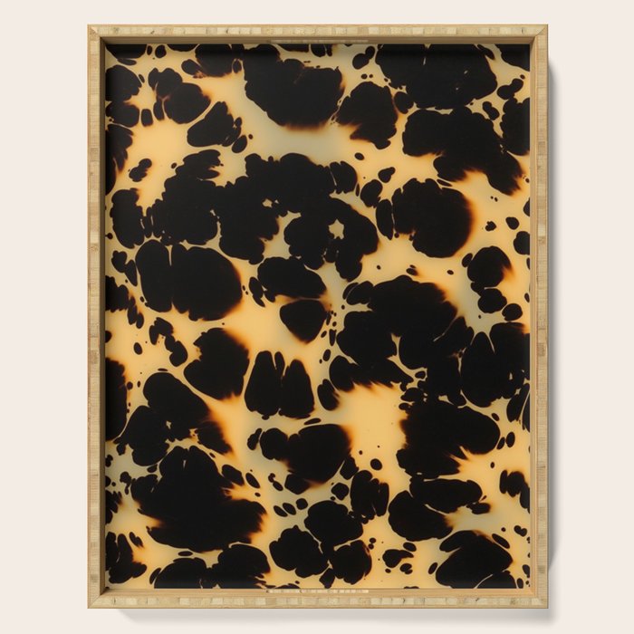Tortoiseshell Pattern Warm Amber and Black Organic Spots Serving Tray Gallery Image 1