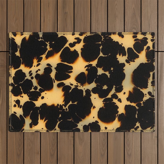 Tortoiseshell Pattern Warm Amber and Black Organic Spots Outdoor Rug Gallery Image 1